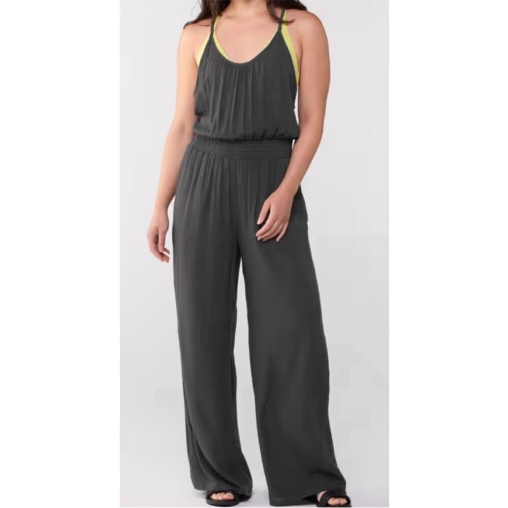 PrAna Fernie Wide Leg Jumpsuit sleeveless black gauze bohemian size‎ M NWT